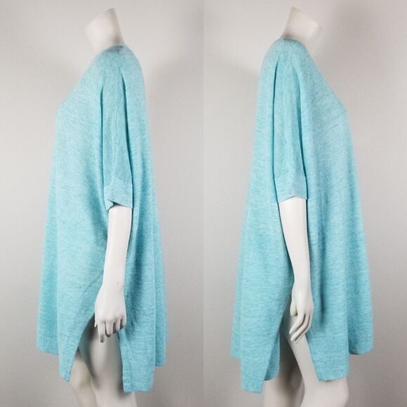 Eileen Fisher Light Blue Lagenlook Organic Linen Melange Pullover Tunic Size S/M - Picture 2 of 15
